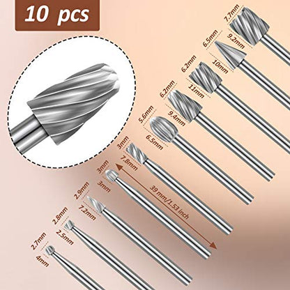 Honoson 20-Piece Wood Carving Tools Set - Includes HSS Engraving Drill Accessories & HSS Carbide Wood Milling Burrs - Universal Fitment for Rotary Tools, DIY Crafts