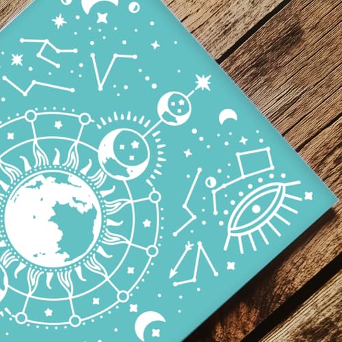 2 Sheets Moon Phases Silkscreen Stencil for Painting, Moon Stars Painting Stencils Templates Reusable Self-Adhesive Silk Screen Printing for Wall Border Wood Fabric Home Craft Decor - style: Moon Phases