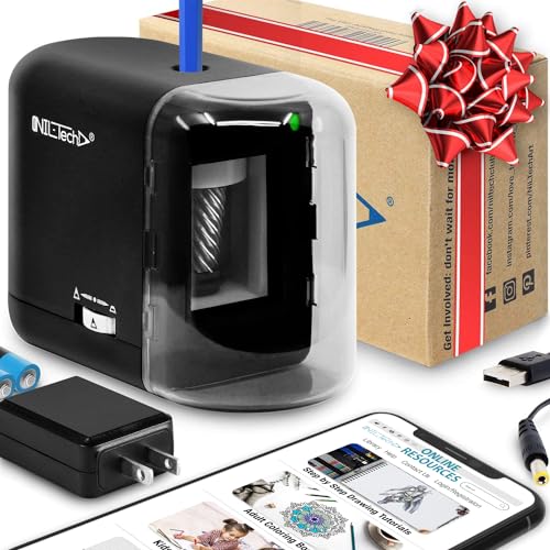 Electric Pencil Sharpener Heavy Duty for Classroom, School, & Kids | Multi-Powered (AC Plug-in & Battery) | Automatic Stop for Colored Pencils