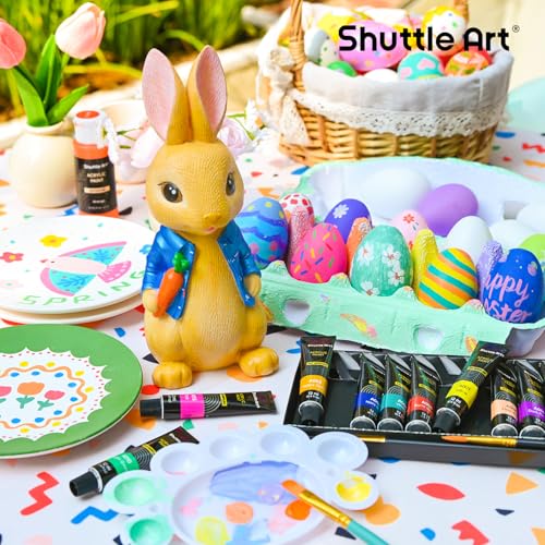 Shuttle Art Acrylic Paint Set, 16 x12ml Tubes Artist Quality Non Toxic Rich Pigments Colors Great for Kids Adults Professional Painting on Canvas Wood Clay Fabric Ceramic Crafts - color: 16 Colors