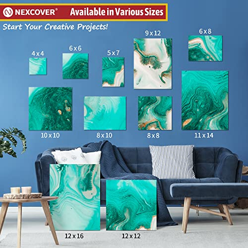 NEXCOVER Stretched Canvas - 12 Pack 8x8 Inch, 5/8" Profile Thick Pinewood Frame, Blank White Painting Canvas for Acrylic Oil Tempera Gouache Paint, for Beginners Kids Students Artists DIY Craft/Decor - size: 8"x8"-12Pack