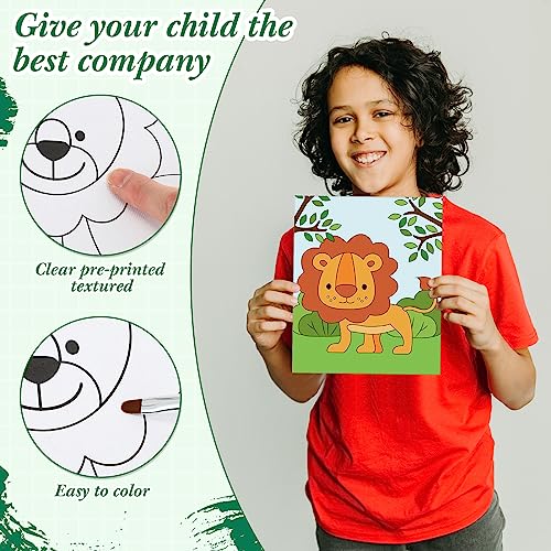 Sherr 24 Pcs Pre Drawn Canvas for Painting Adult Pre Printed Canvas Bulk Sip and Paint Kit Stretched Panels Paint Set for Theme Valentine Painting Night Party Favor(Jungle Animal,8 x 10 Inch) - size: 8 x 10 Inch, style: Jungle Animal