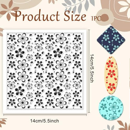 CHGCRAFT Cherry Blossoms Polymer Clay Texture Sheets Flowers Texture Silicone Clay Texture Stamp Clay Modeling Pattern Pad Texture Sheets for Earrings Jewelry Making - style: Cherry Blossoms