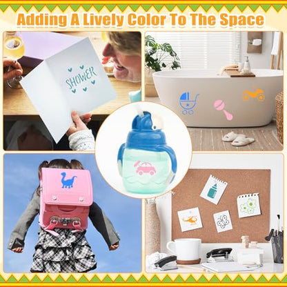 Fainne 100 Pcs Small Stencils for Crafts, 1.5 Inch Reusable Painting Stencils Painting Crafts Templates for Wood, Wall, Home Decor, Canvas, Fabric(Letter, Baby Shower) - style: Letter, Baby Shower