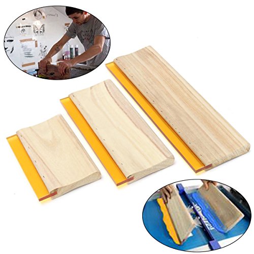 INTBUYING Screen Printing Squeegee Wooden Ink Scraper Kit 75 Durometer 4 inches Wide