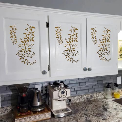 Large Flower Stencils for Walls 11.8inch Hummingbird Dragonfly Stencil Reusable Daisy Sunflower Tree Vine Stencils for Painting on Wood Fence Wall Furniture Fabrics DIY Decor - style: Nature