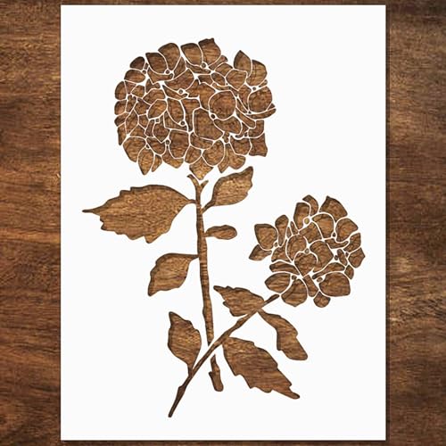 DLY LIFESTYLE Large Hydrangea Stencil (12x15 Inches) - Reusable Flower Stencils for Crafts, Canvas, Paper, Fabric, Furniture - DIY Large Stencil for Painting on Walls - style: Hydrangeas 12x15 Inch