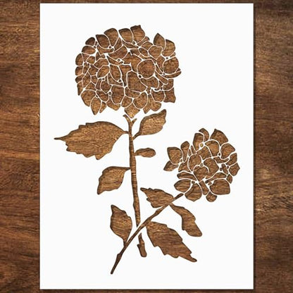 DLY LIFESTYLE Large Hydrangea Stencil (12x15 Inches) - Reusable Flower Stencils for Crafts, Canvas, Paper, Fabric, Furniture - DIY Large Stencil for Painting on Walls - style: Hydrangeas 12x15 Inch