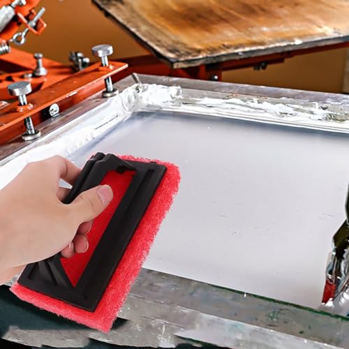 3 Pcs Screen Printing Scrub Pad,Screen Print Ink Scrub Brush with Handle,Screen Print Accessories for Reclaiming Mesh Frames Silkscreen Ink Remover