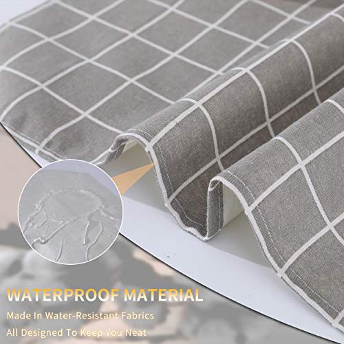 Tosewever 2 Pieces Cotton Linen Waterproof Bib Kitchen Apron with Pockets - Long Ties Adjustable Neck Strap - Unisex BBQ Cooking Drawing Crafting Aprons for Women Chef (Grey/Green, 2) - color: Grey/Green