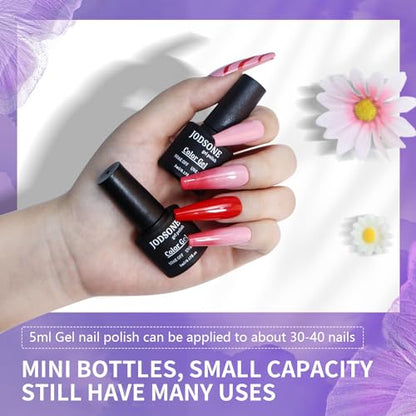 JODSONE 20 Colors Gel Nail Polish Kit with U V Light Base Top Matte Coat High Shine Vibrant Nail Gel Equipped with Manicure Tools - color: 20KIT-SUN1G-01A
