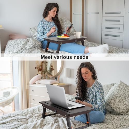 Nnewvante Drawing Table Foldable Drafting Desk with Adjustable Height & Angle Bamboo Drawing Board Easel with Tablet and Phone Slots for Painting, Drafting, Writing, Reading - color: Black Walnut