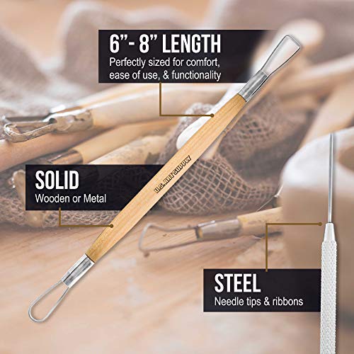 U.S. Art Supply Pottery & Clay Tools Sets (26-Piece) - 12 and 14-Piece Set Include Pottery Tools, Canvas Case for Sculpting, Ceramics, and Easy Storage & Transport - size: 26-Piece with Nylon Cases