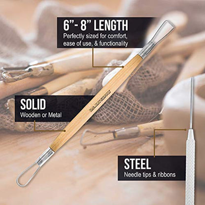 U.S. Art Supply Pottery & Clay Tools Sets (26-Piece) - 12 and 14-Piece Set Include Pottery Tools, Canvas Case for Sculpting, Ceramics, and Easy Storage & Transport - size: 26-Piece with Nylon Cases