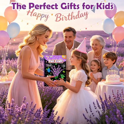 FUNNYB&G Foil Art Craft Kit for Girls 4-10 Years Old: Mess-Free & No-Glue, Create 16 Sparkly Plant Pictures – Perfect Travel Toy & Birthday Gift for Kids (Plant) - style: Plant