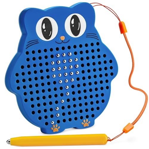 AYNAT FUN Magnetic Drawing Board for Kids & Toddlers with Beads and Magnet Stylus Pen - Magnetic Travel Toy for Airplane & Car Ride Activities for Kids - color: Blue