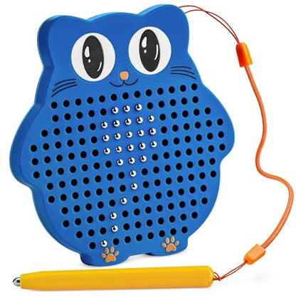 AYNAT FUN Magnetic Drawing Board for Kids & Toddlers with Beads and Magnet Stylus Pen - Magnetic Travel Toy for Airplane & Car Ride Activities for Kids - color: Blue