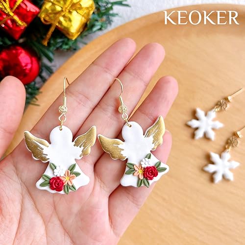 Keoker Christmas Clay Cutters, Polymer Clay Cutters for Earrings Making, 10 Shapes Christmas Clay Earrings Cutters, Reindeer Clay Cutters - color: earrings clay cutters 1