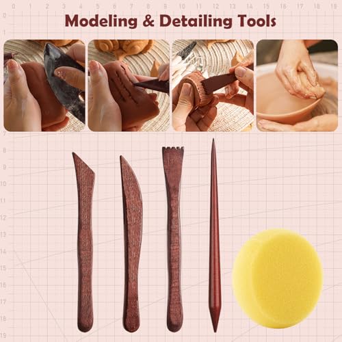 28PCS Ceramic & Pottery Modeling Tools, Clay Tools Sculpting, Polymer Tools Kit, Ceramics Tools Set, Air Dry Clay Tools for Carving, Molding, Pottery Wheel, Crafting Supplies, Pros, Beginners, Adults - color: 28PCS