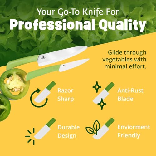 Ceramic Knife Set with Ergonomic Handle, Non-Reactive and Professional Chopping Knife Featuring Sharp, Rust-Proof Blades for Cutting Vegetables & Fruits, Durable Ceramic Kitchen Knives Set 6” & 4” - style: 6 inch & 4 inch