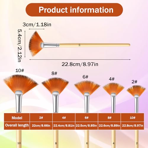 10Pcs Fan Brush for Painting, Professional Artist Fan Brushes, Soft Oil Paints Brush Acrylic Paint Brushes Paintbrushes for Oil Watercolor Gouache Painting