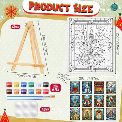 Zhanmai 72 Pcs 12 Sets Sip and Paint Kit Pre Drawn Canvas for Painting 8" x 10" Paint Party Canvas Painting Pre Printed Canvases for Party Favor DIY Virtual Adult's Date Night(Holiday Deer) - style: Holiday Deer