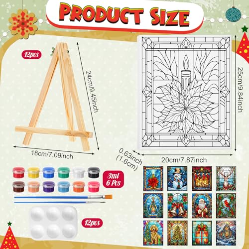 Zhanmai 72 Pcs 12 Sets Sip and Paint Kit Pre Drawn Canvas for Painting 8" x 10" Paint Party Canvas Painting Pre Printed Canvases for Party Favor DIY Virtual Adult's Date Night(Holiday Deer) - style: Holiday Deer