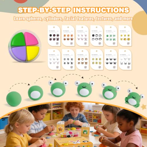 LOUFOR Air Dry Clay Kits - Modeling Clay for Kids, Ultra Light & Soft, Safe & Non-Toxic, 12 Boxes DIY Model Magic Clay with Sculpting Tools & Tutorials, Creatible Art Crafts Toys Gifts Boys Girls - color: #01-Pet Paradise