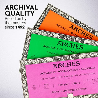 Arches Watercolor Paper Block, Rough, 5.9" x 11.8", 140 pound - size: 5.9"x11.8", style: Rough