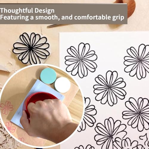 Wood Block Printing Baren and Plastic Printing Baren, Thicker Block Printing Baren Tools Printing Wood Block for Linocut Scrapbooking Crafting Embossing Tool - color: wood color