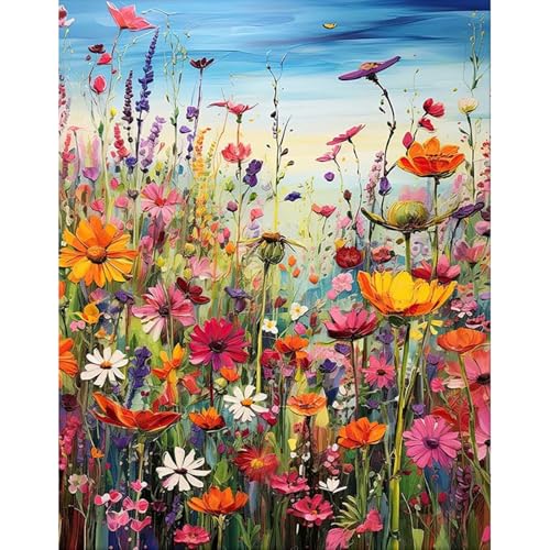 HITIRECOVI Wild Flowers Paint by Numbers Kits for Adults,Flower Paint by Numbers Kits,Adult Paint by Number Kits on Canvas Flowers,Home Wall Decor(16x20in) - color: Wild Flower, size: 16×20in(Frameless)