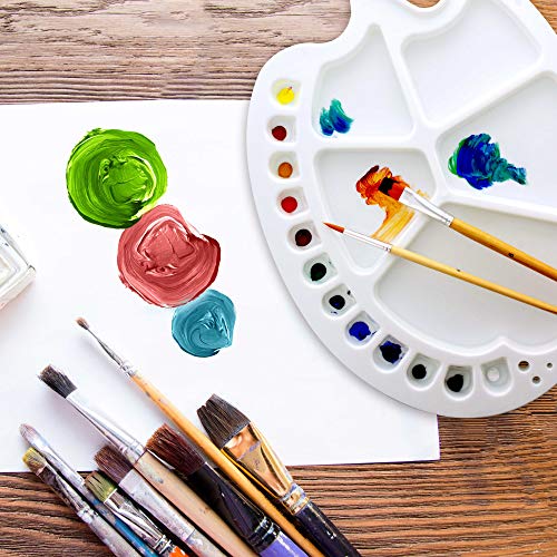 U.S. Art Supply 10" x 13.5" Clear Oval Acrylic Painting Palette with 17 Paint Wells (2 Pack) - Artists Transparent Plastic Mixing Paint Palette Tray - Non-Stick Surface for Acrylic and Oil Paint