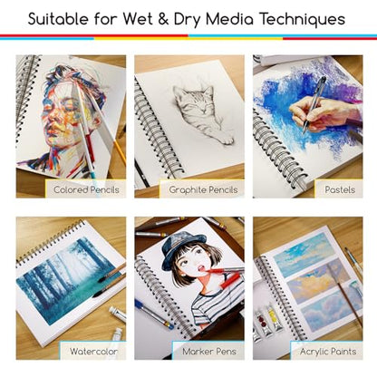 MEEDEN Mixed Media Paper Pad: 8" x 10" 112lb/165gsm Spiral Bound Mixed Media Sketchbook with DIY Cover - 60 Sheets Art Drawing Paper Sketch Pad for Artist Adults Painting Writing Sketching - size: 8" x 10"