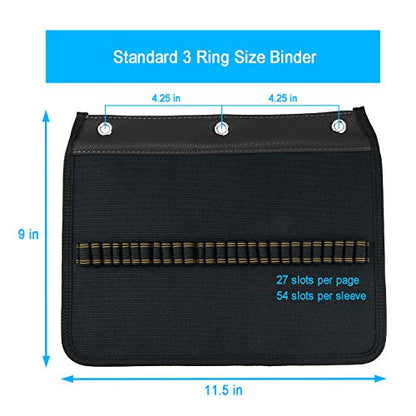 YOUSHARES 54 Slots Pencil Sleeve - Standard 3 Ring Binder Designed Pencil Page Compatible with 216 Slots Pencil Case for Watercolor Pencil, Gel Pen & Cosmetic Brush (Black) - color: Layer Black