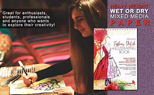 Fashion Sketchbook 432 Figure Templates, Premium Hardcover, Heavy-Weight Multi-Media Paper (9x12 in)