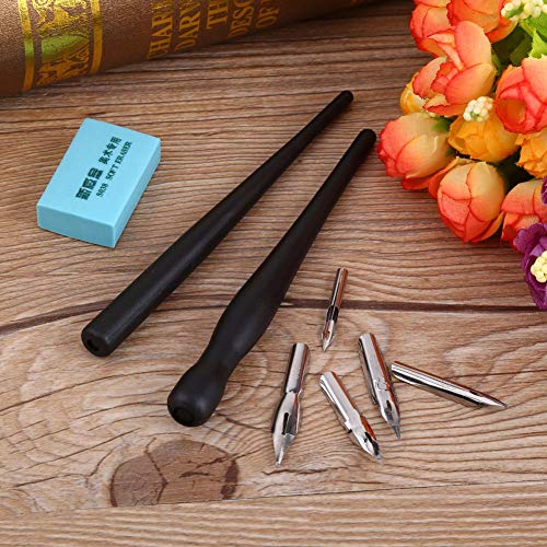Yosoo Cartoon Comic Dip Pen Calligraphy Writing Kit with 5 Interchangeable Nibs, 2 Pen Holders and 1 Eraser, Anime Nib Drawing Painting Tools