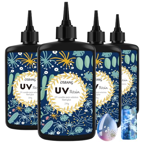 Crystal Clear UV Resin 1000g, Upgraded Formula UV Resin with Jewelry Molds for Jewelry Making & Craft, Ultraviolet Fast Curing Hard Type Kit for Casting & Coating（250g*4） - size: 1000g