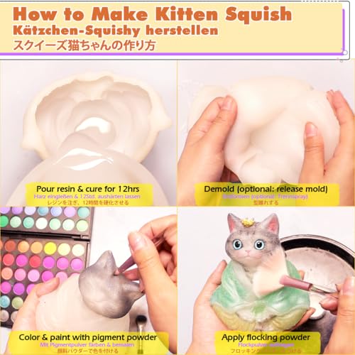 Cat Silicone Mold for Taba Squishy, Resin, Candle, Crafting Big 5'' Kitty - color: Cat