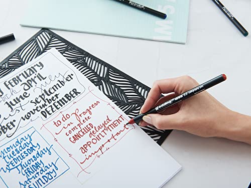 edding 1255 calligraphy pen - crimson lake - 3 pens - calligraphy nib 2-5 mm - fibre pens for paper, wood, terracotta, canvas - hand lettering, bullet journals, thank you cards, calligraphy books - color: crimson lake