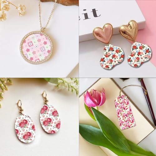 OLYCRAFT 24Pcs Pink Red Flower Clay Transfer Paper 6 Styles Transfer Paper for Polymer Roses Poppies Polymer Clay Transfer Sheets Lily Transfer Paper for Clay Earrings Jewelry Making - style: Pink flower
