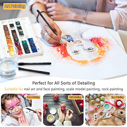 PANDAFLY Detail Paint Brushes Set, 15pcs Miniature Brushes for Fine Detailing & Art Painting - Acrylic, Oil, Watercolors & Paint by Number, Models, Face, Nail, Craft - size: 15 Size
