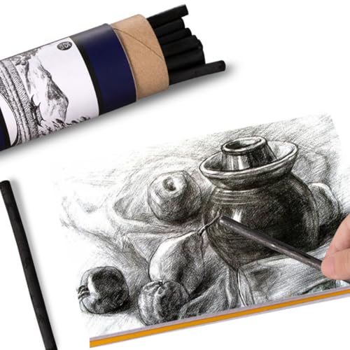 25pcs Willow Sketch Charcoal Sticks 7-9mm Drawing Supplies for Artists and Beginners, Natural Vine Charcoal Bars for Sketching, Shading, and Fine Art Drawing