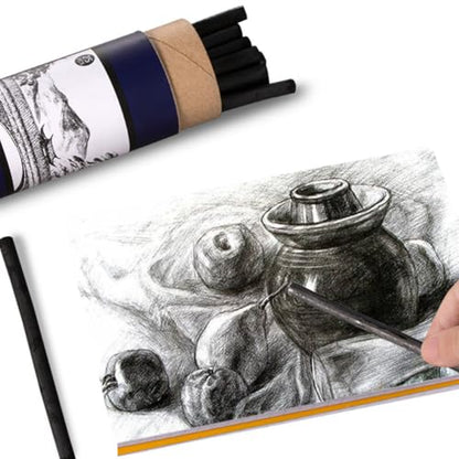 25pcs Willow Sketch Charcoal Sticks 7-9mm Drawing Supplies for Artists and Beginners, Natural Vine Charcoal Bars for Sketching, Shading, and Fine Art Drawing