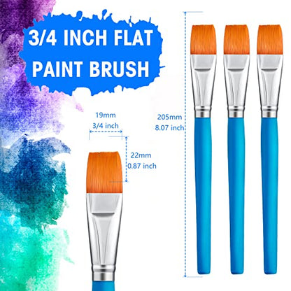 Zonon 10 Pcs 3/4 Inch Flat Paint Brushes Acrylic Painting Craft Accessories Small Watercolor Paint Brushes Bulk for Adult Artist Detail Oil Canvas Face(8.1 x 0.9 x 3/4 Inch,Sky Blue) - color: Sky Blue