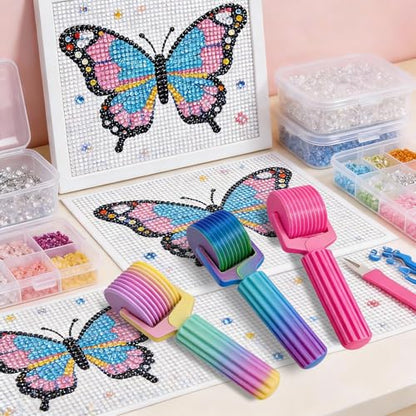 Upgraded Diamond Painting Roller Tool & Straightener, Detachable Diamond Art Roller for Smooth Pressing, 5D Gem Art Accessories and Crafting Supplies for Canvas Flattening, Pink - color: Pink