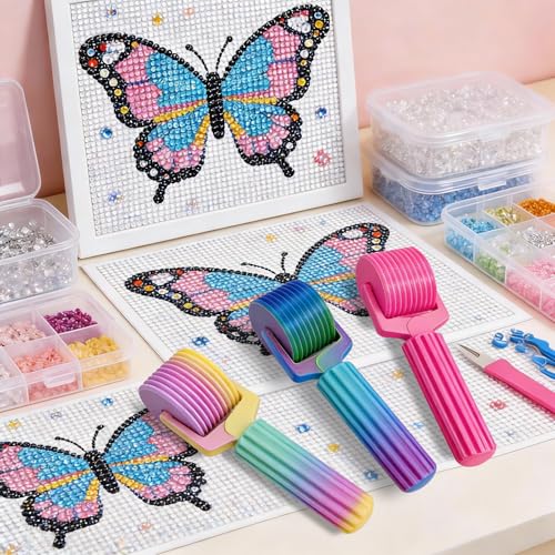 Upgraded Diamond Painting Roller Tool & Straightener, Detachable Diamond Art Roller for Smooth Pressing, 5D Gem Art Accessories and Crafting Supplies for Canvas Flattening, Blue - color: Blue