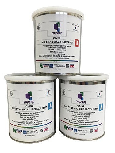 Coloredepoxies DB0001 Light Blue Epoxy Resin Coating Made with Beautiful and Vibrant Pigments, 100% solids, For Garage Floors, Basements, Concrete and Plywood. 3 Quart Kit - color: Blue, style: 3 Quart Kit