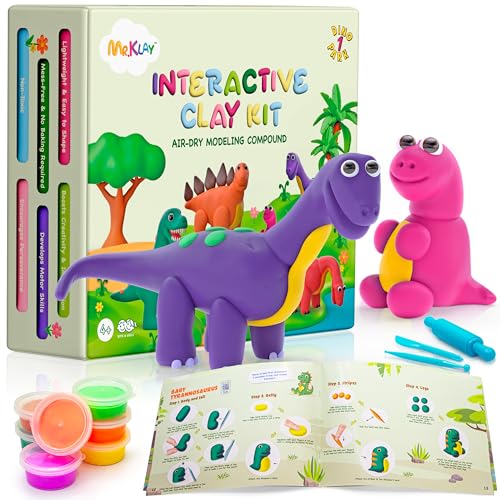 Air Dry Modeling Clay for Kids - Dinosaurs DIY Art and Crafts Modeling Kit with Tools - Interactive Magic Molding Clay - Creative Learning Educational Toys for Kids