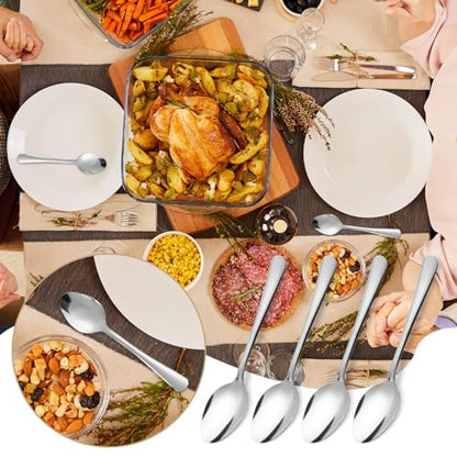 96 PCS Dinner Spoons Set - Windsor Stainless Steel Dinner Spoon 7.1 Inch with Dishwasher Safe Dessert Spoons, Metal Dessert Spoon, Silverware for Home, Kitchen or Restaurant - size: 96PCS Dinner Spoon