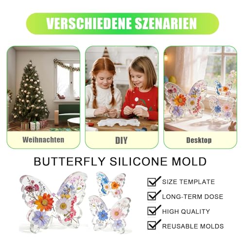 Butterfly Resin Molds, Butterfly Candle Molds Silicone, Flexible Effortless Demoldable Epoxy Molds for Resin Casting, Soap, Candle, Flowers Preservation, Spring Decor & Birthday Gifts